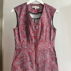 Diane Von Furstenberg Red and Blue Paisley Cotton Sleeveless Dress